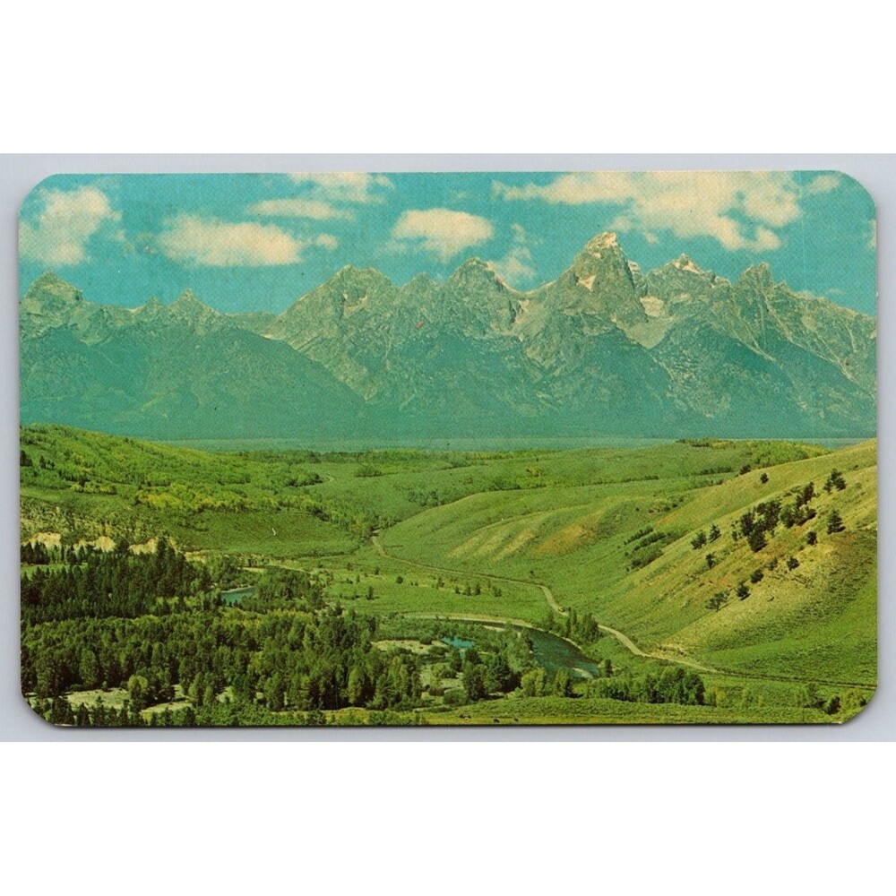 Vtg Postcard Teton Range Gros Ventre Jackson Hole Wyoming Grand Teton NP #4120